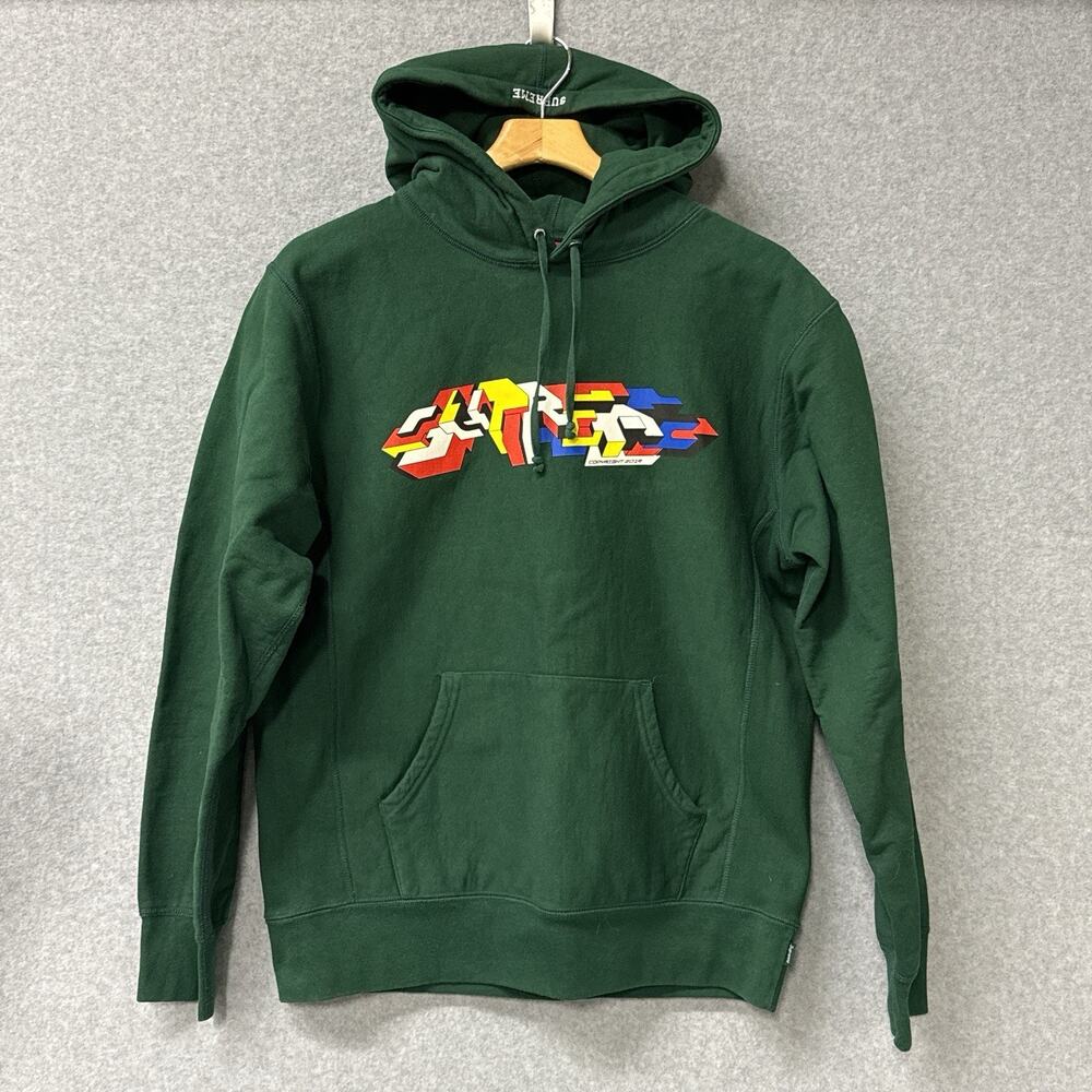 Supreme Green Abstract Logo Hoodie Large Made in Canada Graphic Pullover